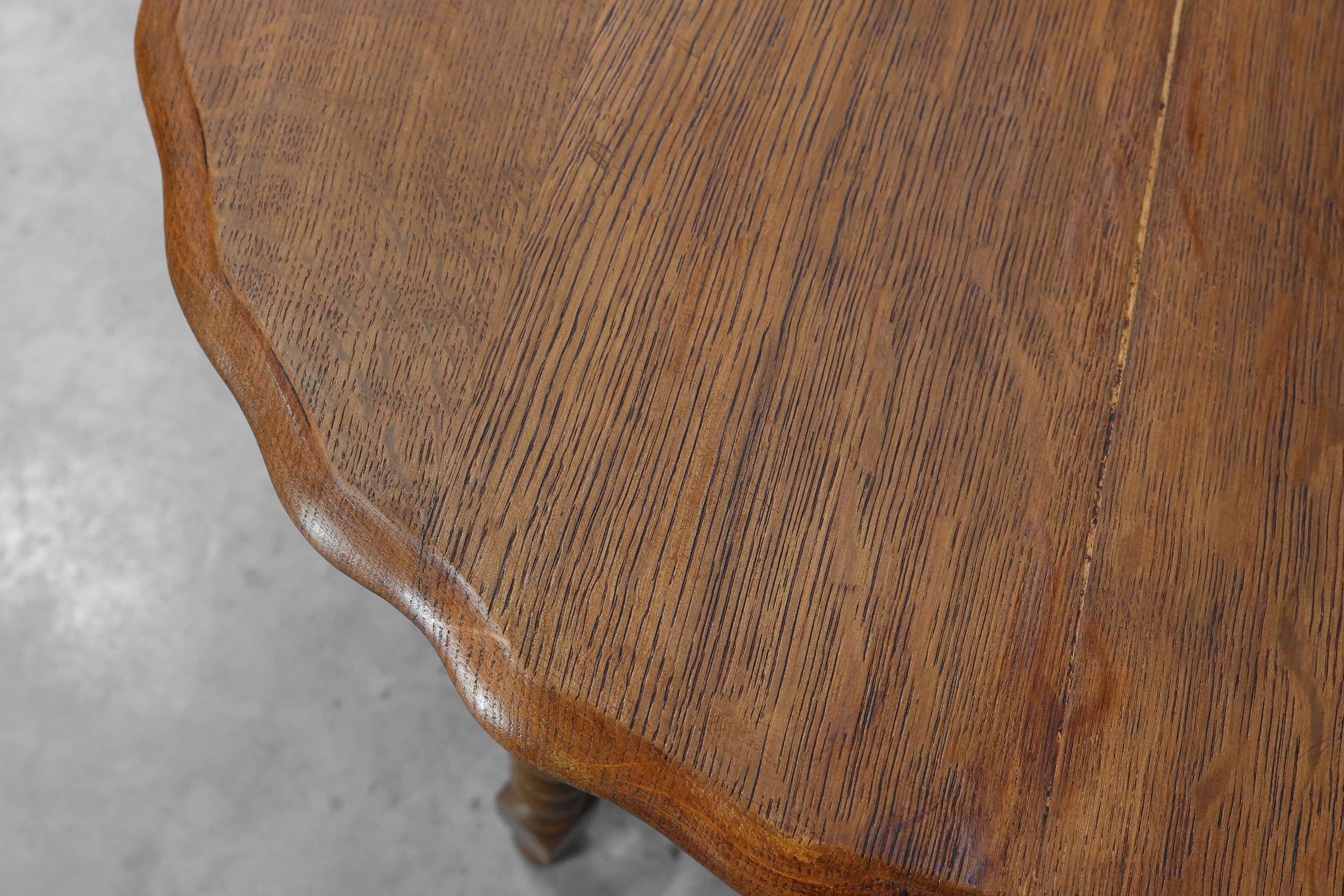 Solid Oak Carved Side Table with Barley-twist legs, France ca. 1890thumbnail